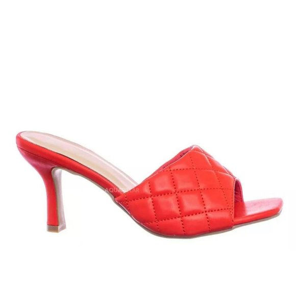 RedLeather PeepToe ShoeWomens SlippersParty Summer - Picture 4 of 16